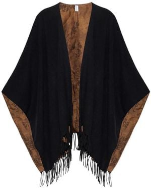 Ferragamo Cape Mit Print - Schwarz