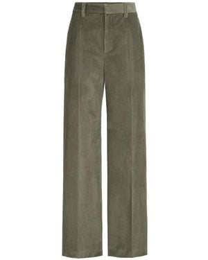 Brunello Cucinelli Cotton Corduroy Loose Pants With Monili - Green