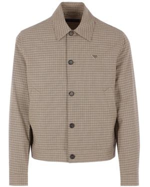 Prada Check Buttoned Jacket - Natural