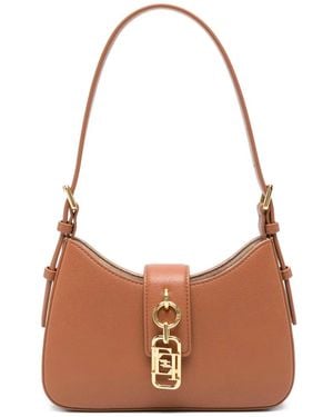 Elisabetta Franchi Small Logo-Charm Shoulder Bag - White