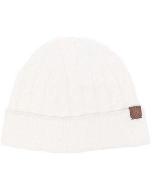Eleventy Cable-Knit Beanie Hat - White