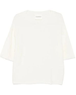 Closed Short-Sleeve Sweater - White