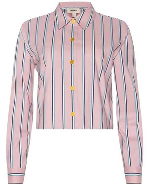 L'Agence Cosette Striped Cropped Shirt - Pink