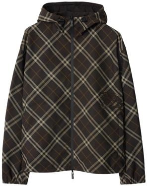 Burberry Giacca Reversibile A Quadri Con Cappuccio - Nero