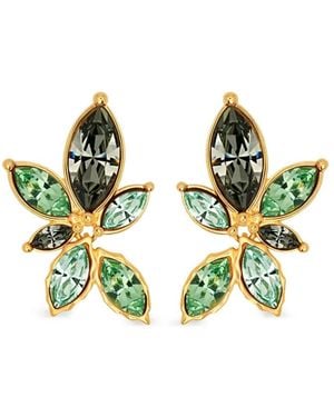 Oscar de la Renta Navette Crystal Clip-On Earrings - Green