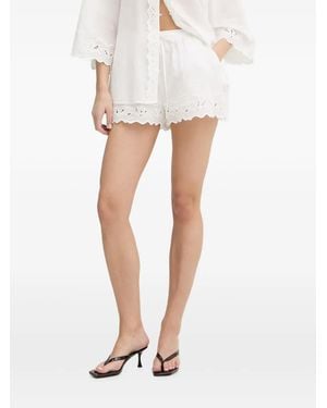 Bardot Aleria Broderie-Anglaise Scalloped Mini Shorts - White