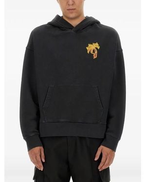 Palm Angels Logo-Print Hoodie - Black