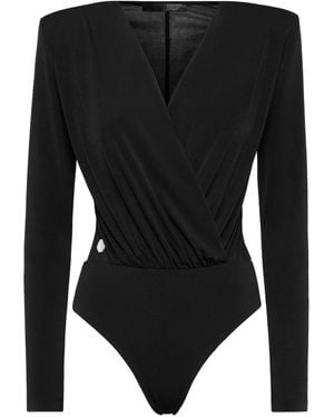Philipp Plein Padded-Shoulder Bodysuit - Black