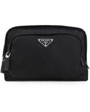 Prada Bolso De Mano Con Placa Del Logo - Negro