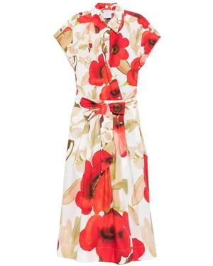 Sara Roka Etrelle Floral-Print Midi Dress - Red