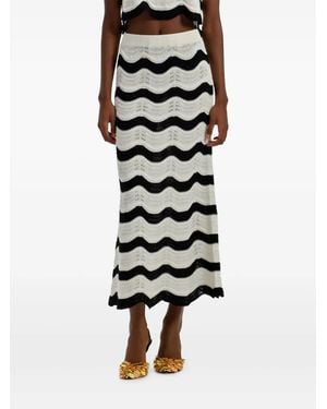 La DoubleJ Wave-Pattern Knitted Skirt - Black