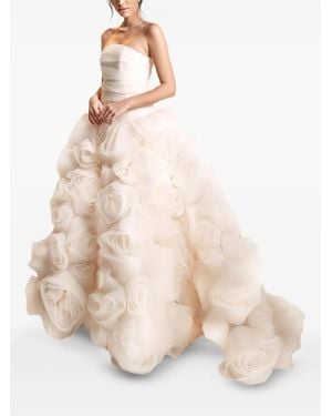 Ana Radu Rose-embellished strapless maxi dress - Neutro
