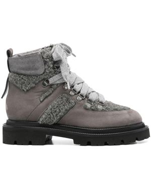 Peserico Leather Ankle Boots - Grey