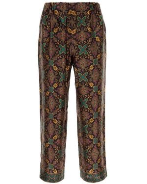 Pantamolle Elasticated-Waist Patterned Pants - Black