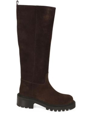 Via Roma 15 Suede Chunky-Sole Boots - Brown