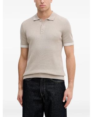 Joop! Ribbed Short Sleeve Polo Shirt - White