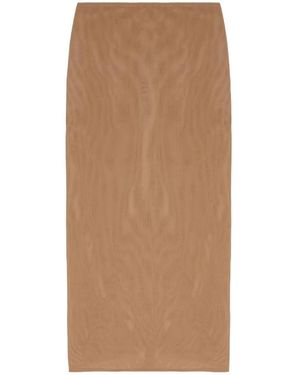ARMARIUM Jackie High-Waisted Slit Midi Skirt - Brown