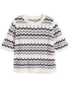 Chinti & Parker Chevron-Knit Top - White