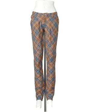 Collina Strada Rawr Plaid-Pattern Trousers - White