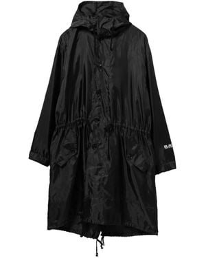 COMME DES GARÇON BLACK Logo-Print Hooded Coat - Black