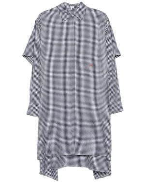 Loewe Gingham Draped Shirt Dress - Grey