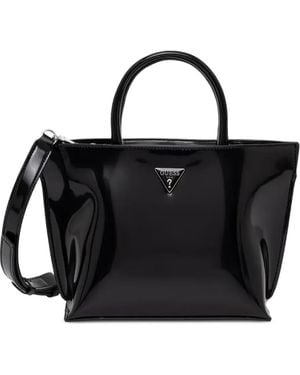 Guess Lackleder-Tote Bag - Schwarz