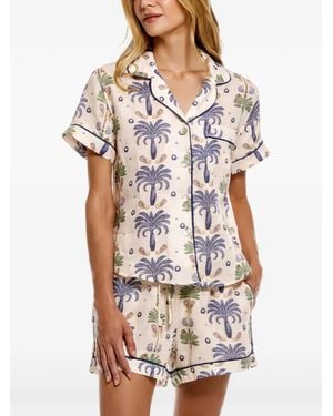 The Lazy Poet Nina Riviera Pyjama Mit Palmenprint - Weiß