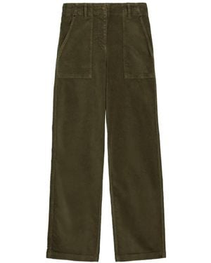 Momoní Hibiscus Bis Garment-Dyed Velvet Trousers - Green