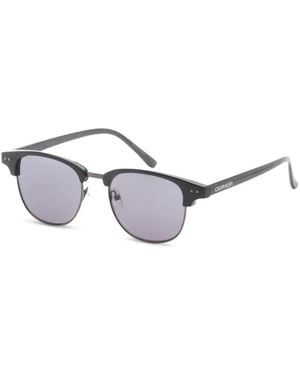 Calvin Klein Logo-Lettering Round-Frame Sunglasses - White