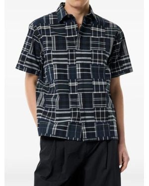 ERL Plaid-Pattern Short-Sleeved Shirt - Blue
