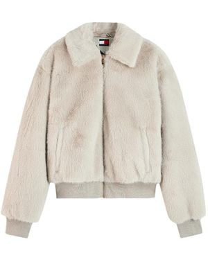 Tommy Hilfiger Faux-Fur Bomber Jacket - White