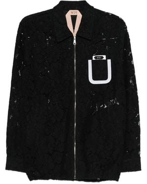 N°21 Chaqueta Con Cremallera Y Encaje - Negro