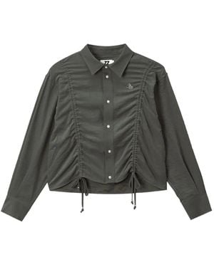 Izzue Ruched Drawstring Shirt - Gray