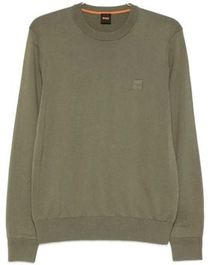 BOSS Logo-Print Sweater - Green