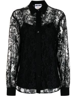 Moschino Floral-Lace Button-Up Shirt - Black