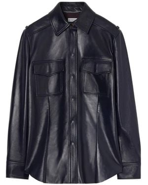 Burberry Classic Fit Leather Shirt - Blue