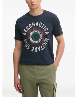 Aeronautica Militare Graphic-Print Cotton T-Shirt - Blue