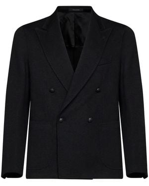 Tagliatore Double-Breasted Peak-Lapel Blazer - Black