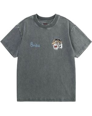 Evisu Tiger Embroidered T-Shirt - Grey