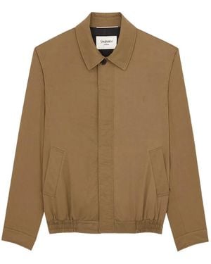 Saint Laurent Cassandre Taupe Button Jacket - Natural