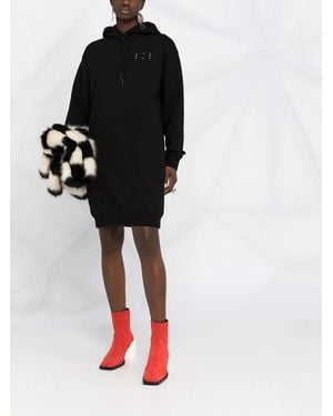McQ Vestido Estilo Sudadera Con Logo Y Capucha - Negro