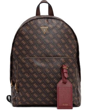 Guess Mochila de piel con monograma - Marrón
