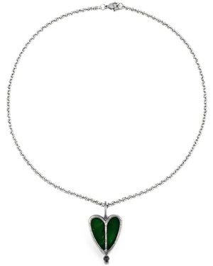 POISONED HEARTS Collar Con Colgante De Corazón De Vidrio - Blanco