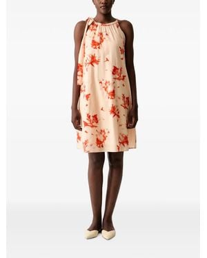 Marc O' Polo Floral-Print Tie-Neck Mini Dress - White