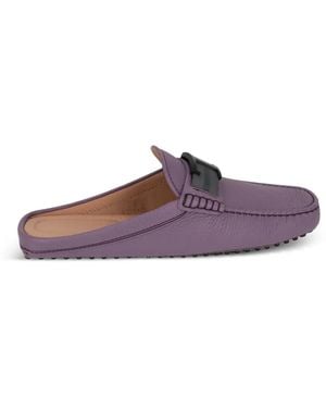 Tod's T Timeless Pebbled-Leather Mules - Lila