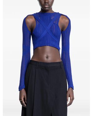 Halo Criss-Cross Sleeves Top - Blue