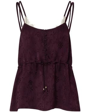Liu Jo Jacquard Satin Lingerie Top - Purple