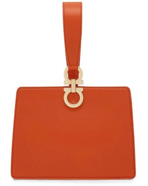 Ferragamo Leather Mini Clutch - Orange