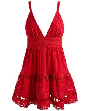 Alice + Olivia Broderie-Anglaise Tiered Dress