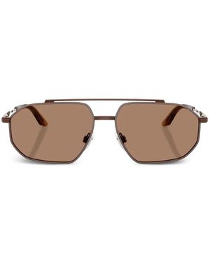 Dolce & Gabbana Geometric-Frame Double-Bridge Sunglasses - Brown